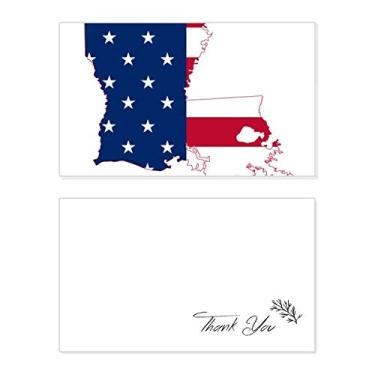 Imagem de Louisiana Mapa dos EUA Estrelas e Listras Bandeira Cartão de agradecimento Aniversário Papel Saudações Casamento Agradecimento