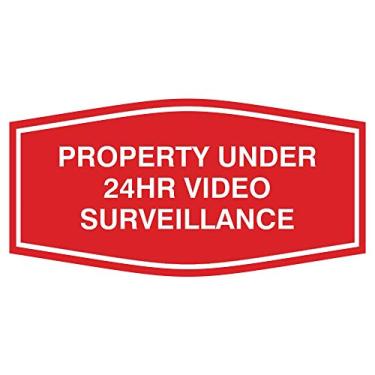 Imagem de All Quality Placa de vigilância por vídeo Fancy Property Under 24Hr | Placa de segurança de propriedade com fácil instalação | Monitoramento de segurança 24 horas por dia, 7 dias por semana (vermelho)