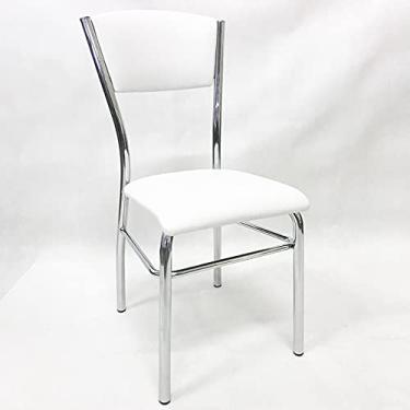 Imagem de Cadeira de COZINHA com reforço cromada assento e encosto branco - Poltronas do Sul