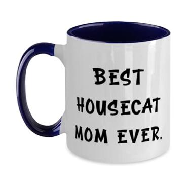 Imagem de Best Housecat Mom Ever House Cat Two Tone Caneca de 325 ml, Gato Mordaça para os amantes de gatos