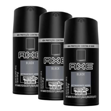 Imagem de Kit 3 Desodorante Antitranspirante Axe Black Spray Aerosol 150ml