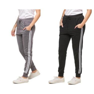 Imagem de KIT COM 02 CALÇAS DE MOLETOM FEMININA SARUEL SKINNY SPORT LUXO-AZULMARINHO-CINZACLARO-GG-Feminino