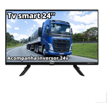Imagem de Smart Tv 24 Polegadas Digital Usb Caminhão Inversor 24 Volts Televisão Hdmi Full Philco Wifi Caminhoneiro Carreta Van Trailer