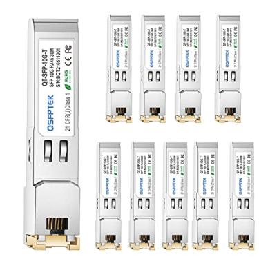 Imagem de QSFPTEK SFP RJ45 Módulo De Cobre, 10/100/1000Base-T Gigabit SFP Para RJ45 Mini-Gbic Transceptor GLC-T(10/100/1000)/SFP-Ge-T(10/100/1000), Mikrotik, Supermicro Alcance 100M - Para Cisco 10Pacote