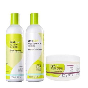 Imagem de Kit Deva Shampoo No-Poo +One Condition 2X355ml +Styling Cream 250G - D