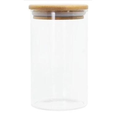 Imagem de Pote De Vidro Hermético Com Tampa De Bambu Vika Natur 1650Ml