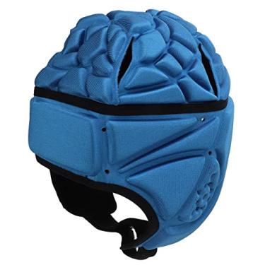 Imagem de Protetor de cabeça de futebol, design leve Corda ajustável de alta elasticidade EVA Capacete de futebol americano à prova de choque para escalada para adultos para futebol(azul)