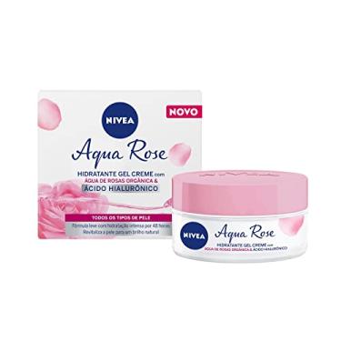 Imagem de NIVEA Creme Facial Hidratante em Gel Aqua Rose 50ml - Com Ácido Hialurônico e Água de Rosas orgânica, este hidratante em gel de rápida absorção hidrata a pele por 48 horas