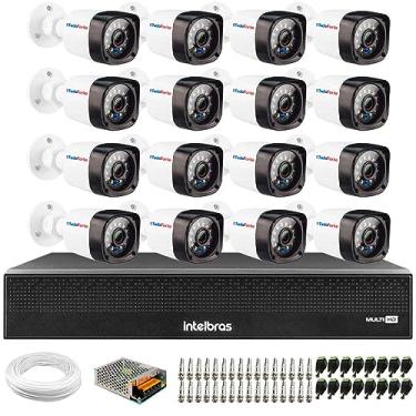 Imagem de Kit 16 Câmeras Tudo Forte TF 1220 B Full HD 1080p Bullet com Visão Noturna 20M Proteção IP66 + Dvr Intelbras MHDX 3116-C 16 Canais