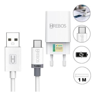 Imagem de Carregador Samsung 3.1A Turbo Hrebos - Kit Cabo + Base