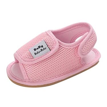 Imagem de Sandálias infantis tamanho 4 meninas primavera e verão crianças sapatos infantis meninos e meninas sandálias pérola bebê sandálias, B - rosa, 6-12 Months Infant
