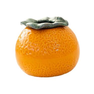 Imagem de IEUDNS Recipiente de vaso de flores, decoração de cerâmica em formato de laranja, vaso de planta interno para prateleira, decoração interna de jardim, médio