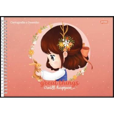 Imagem de Kit de Caderno para Desenho, Grande, Capa Dura, Nina, 80 Folhas, Jandaia