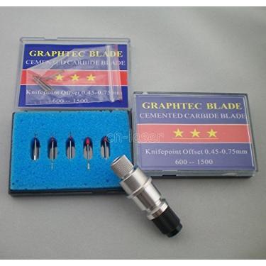 Imagem de 1 suporte de lâmina + 10 lâminas para cortador de vinil Graphtec CB09 plotter 5x30°+5x45°