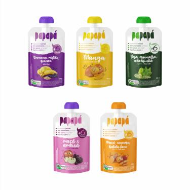 Imagem de Kit 5 Papinhas Orgânicas Papapá: Maça, Banana, Manga, Batata doce, Abobrinha