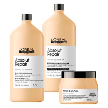 Imagem de Kit Loréal Absolut Repair Shampoo, Condicionador E Mascara