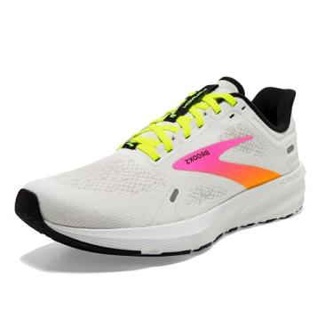Imagem de Brooks Tênis de corrida masculino Launch 9 Neutral, Branco/Rosa/Vida Noturna, 13