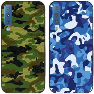 Imagem de 2 peças camuflagem impressa TPU gel silicone capa de telefone traseira para Samsung Galaxy todas as séries (Galaxy A7 2018)