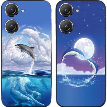 Imagem de 2 peças Dolphins Love TPU gel silicone capa traseira para celular Asus Zenfone 8/9/10 (Asus Zenfone 10)