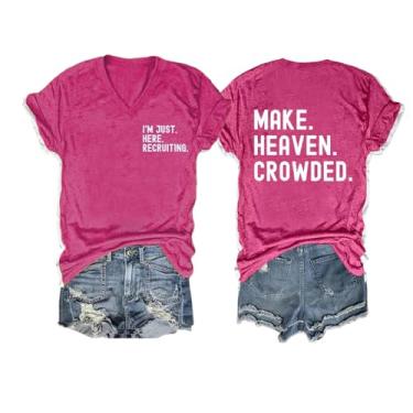 Imagem de QYZ-Top Camiseta Make Heaven Crowded Heaven is My Home Im Just Here Recruiting Camiseta gola V, Rosa 1, XXG