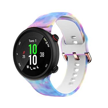 Imagem de Pulseira de relógio compatível com Garmin Forerunner 45, pulseira de silicone de substituição com padrão impresso para mulheres e homens (Candy)