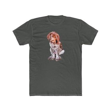 Imagem de Camiseta masculina de algodão com ponteiro alemão de cabelo curto "Benny" da Doggylips, Heavy Metal sólido, M