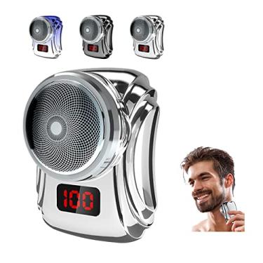 Imagem de Mini barbeador elétrico, barbeador elétrico portátil para homens, barbeador elétrico recarregável para homens, barbeador portátil de bolso molhado e seco, fácil de usar com um botão, adequado para casa, viagens, carro e presentes