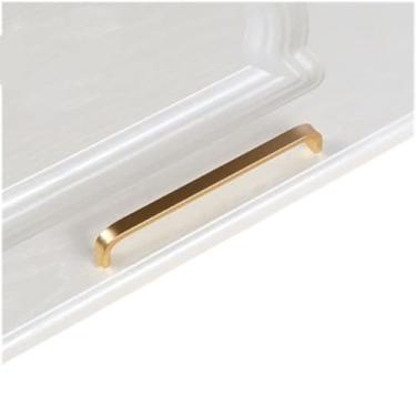 Imagem de Armário de porta de cozinha alça reta puxar botões de porta de ferragem e alças de alumínio de melhoria da casa, ouro 128mm