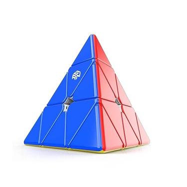 Imagem de GAN Pyraminx Cubo mágico cubo de pirâmide magnético Stickerless, padrão Pyramid Speed Cube com 36 ímanes, suave estável e rápido, puzzle triângulo quebra-cabeças crianças e adultos