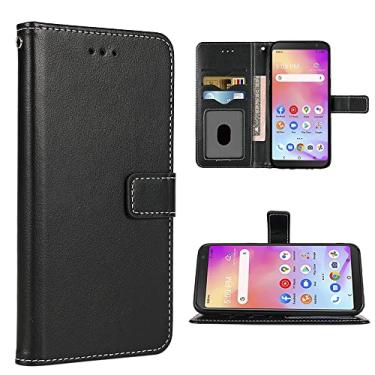 Imagem de FDCWTSH Compatível com Alcatel TCL A3 A509DL/A30 Capa carteira com alça de pulso e suporte de cartão flip de couro para celular TCLA3 TLC A 3 3A 509DL 30A 5102 14.0 cm Mulheres Homens Preto