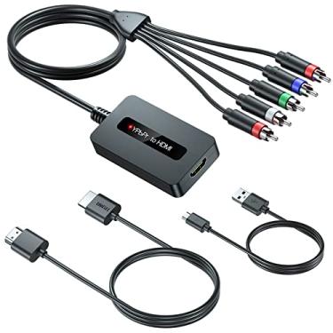 Imagem de Cabo conversor de componente macho para HDMI com cabos HDMI e componentes para DVD/STB com saída de componente fêmea para exibição em HDTVs, conversor 1080p YPbPr para HDMI, componente em adaptador de saída HDMI..