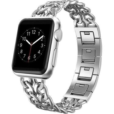 Imagem de Pulseira Compatível com Apple Watch Corrente Prata 40mm - Baú do Vikin