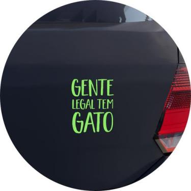 Imagem de Adesivo de Carro Frase Gente Legal Tem Gato - Cor Verde Claro - Melhor