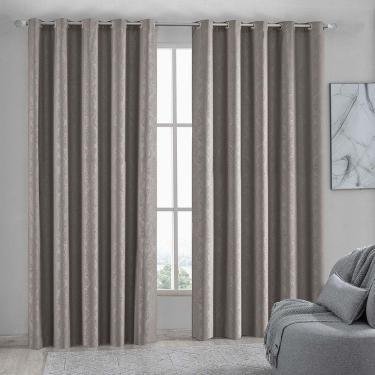 Imagem de Cortina Iza Jacquard Estampado Floral 2,00x1,60m Sala Quarto Varão 2m - Cáqui