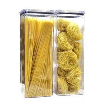 Imagem de Kit 2 Potes Hermeticos Acrílico Porta Mantimentos 2,3 Litros Qualyplas