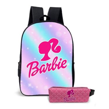 Imagem de Kit Mochila com Estojo Escolar Feminina da Barbie Para Meninas Mundo R