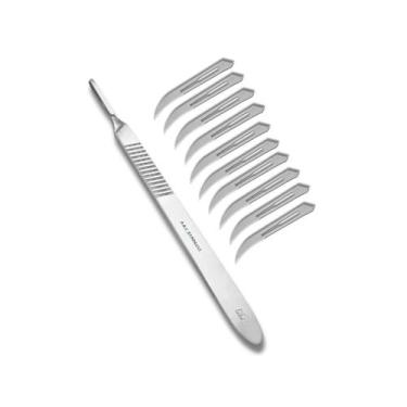 Imagem de Kit Cabo Bisturi N3 ABC + 10 Laminas N12 Multilaser - MATERIAL MÉDICO