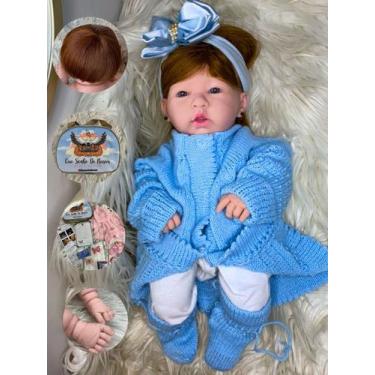 Imagem de Bebê Reborn Azul Barata 100% Silicone (pode Dar Banho )24 Itens Enxova
