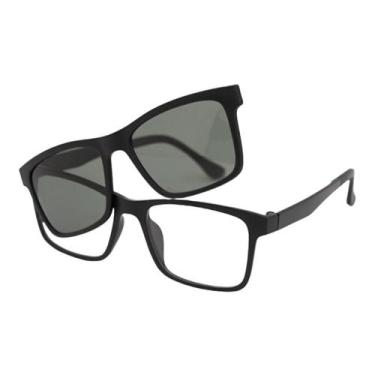 Imagem de Armação Óculos Grau Masculino Quadrada Clipon 2 Em 1 Gael - Palas Eyew