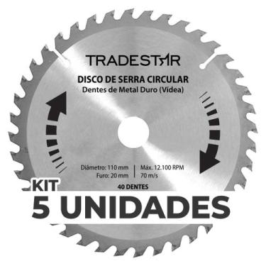 Imagem de Kit 5 Discos Serra Circular Madeira 40 D 110x20mm Makita - Tradestar