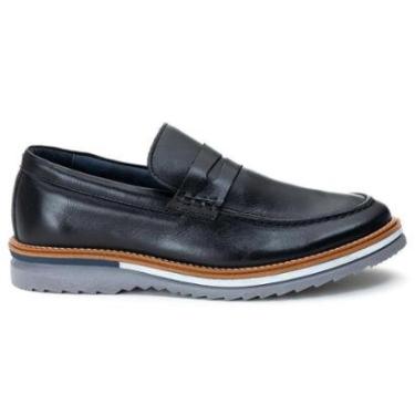 Imagem de Sapato Masculino Loafer Masculino Em Couro Legitimo Tratorado Preto Maldivas-Masculino