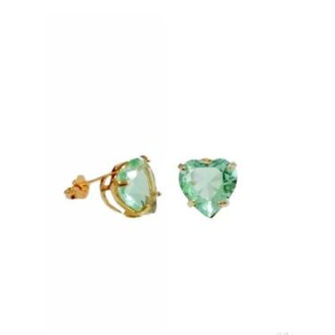 Imagem de Brinco Coração Pedra de Cristal  Folheado Ouro 18k Antialérgico - MIXF