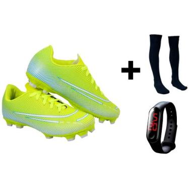 Imagem de Chuteira Campo Adulto Juvenil 200 Nova Travas Futebol Uzze + Meião + R