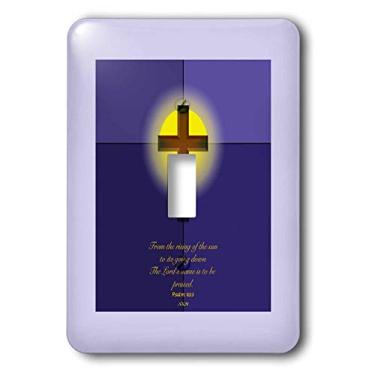 Imagem de 3dRose Lsp_21614_1 Salmo 113 3 Cruz, Nascer do Sol Verso da Bíblia em Blues e Amarelo Interruptor Único