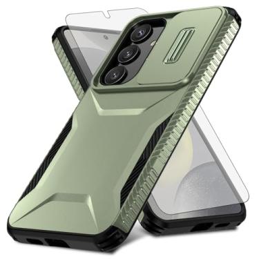 Imagem de Asuwish Capa de celular para Samsung Galaxy S24 FE 5G com protetor de tela de vidro temperado e capa de câmera deslizante fina, resistente, híbrida, à prova de choque, acessórios para celular S 24 EF