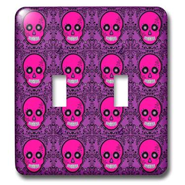 Imagem de 3dRose lsp_28887_2 Dia dos Mortos Día de los Muertos Sugar Skull Print Pink Purple Interruptor