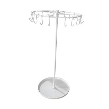 Imagem de YIJU 23 ganchos colar titular rack de armazenamento de jóias rotativa moderno organizador de jóias expositor para pulseiras presente casa, Branco