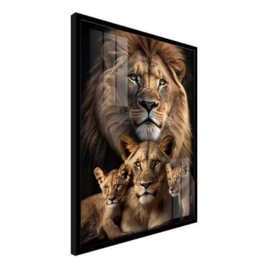 Imagem de QUADRO DECORATIVO - LEÃO FAMILIA FILHOTES - SALA QUARTO HALL 40x60cm -