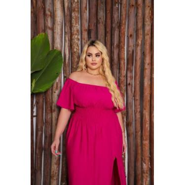 Imagem de Vestido Plus Size Com Fenda Lateral Manga Curta Festa Madrinha Casamen