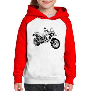 Imagem de Moletom Infantil Moto F 800 GS Traços - Foca na Moda, Branco, Vermelho